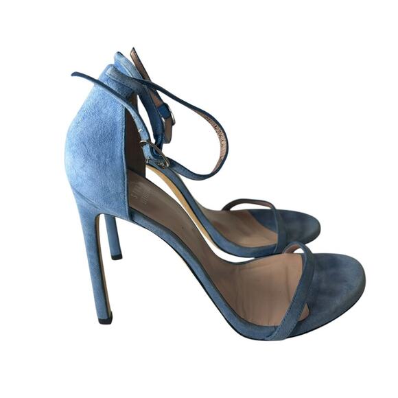 Stuart Weitzman Nudist Suede Sandal Pastel Blue Size 10 - Picture 2 of 7